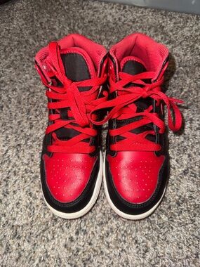 Air Jordan High-Top Athletic Sneakers in Red and Black
